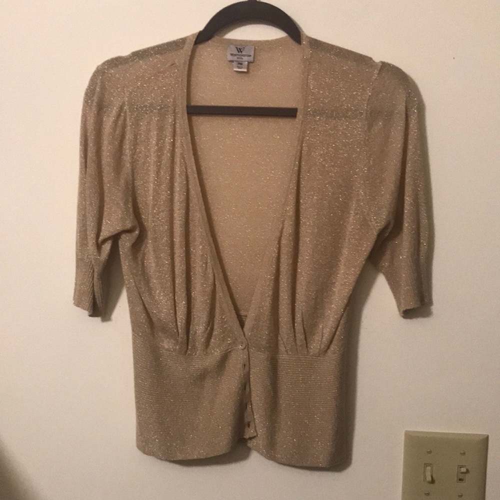 Worthington petite medium metallic short sleeve sweater